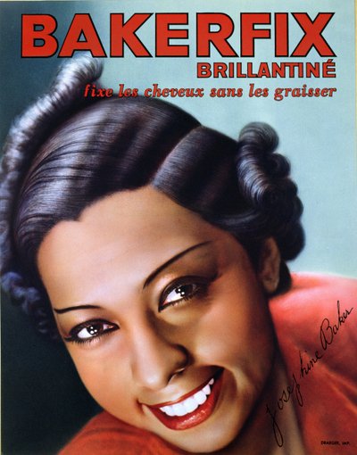 Werbung für Bakerfix Haarbrillantine mit Josephine Baker von French School