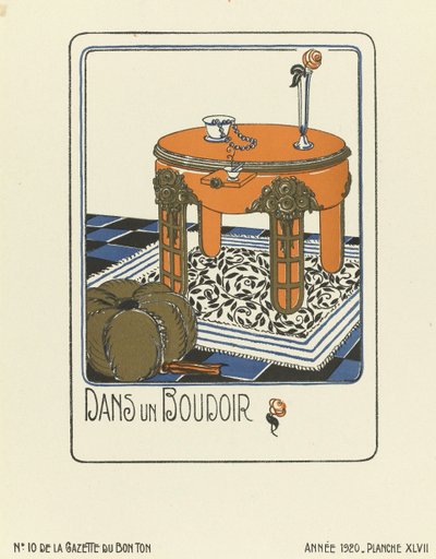 Werbung für "Dans un Boudoir", veröffentlicht 1920 von French School