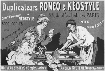 Werbung für Roneo und Neostyle Vervielfältiger, um 1903-04 von French School