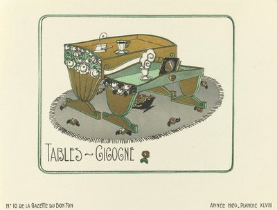 Werbung für "Tables - Gigogne", veröffentlicht 1920 von French School