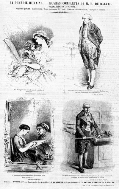 Werbeseite für die Werke von Balzac - in „Charivari“, Juli 1842 von French School