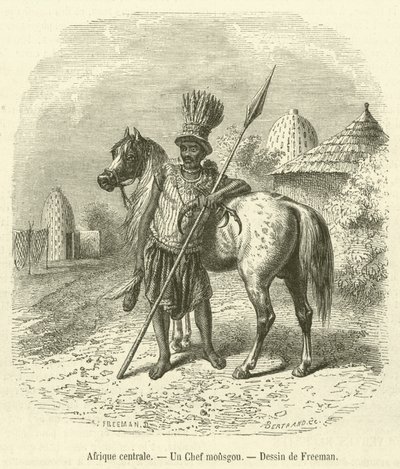 Zentralafrika, ein Mousgou-Häuptling (Gravur) von French School
