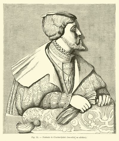 Alabaster-Basrelief von Kaiser Karl V. von French School
