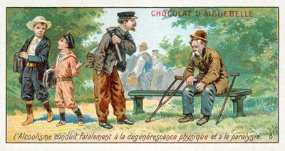 Alkoholismus führt unvermeidlich zu körperlichem Verfall und Lähmung von French School
