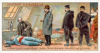 Alkoholismus unterdrückt alle moralische Stärke und führt zum Selbstmord von French School