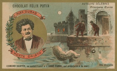 Alexandre Dumas und eine Szene aus Der Graf von Monte Cristo von French School
