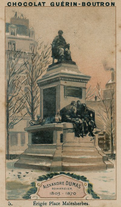 Alexandre Dumas, Romanautor, 1803-1870, errichtet am Place Malesherbes von French School