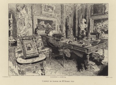 Alexandre Dumas der Jüngere in seinem Arbeitszimmer von French School