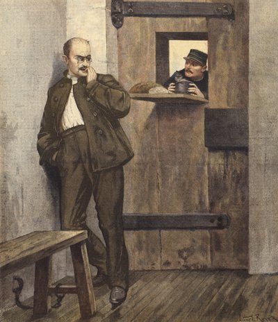 Alfred Dreyfus in seiner Gefängniszelle von French School