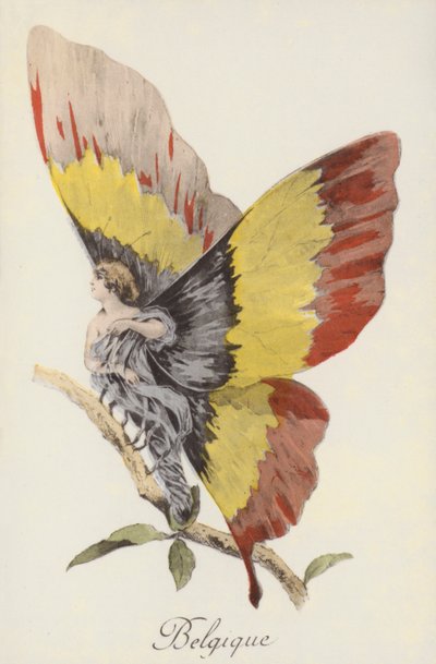 Allegorische Darstellung Belgiens als Schmetterling von French School
