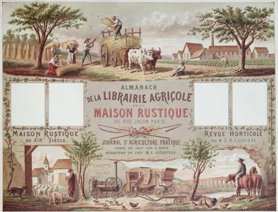 Almanach, der traditionelle und moderne Methoden der Landwirtschaft illustriert, ca. 1870-80 von French School