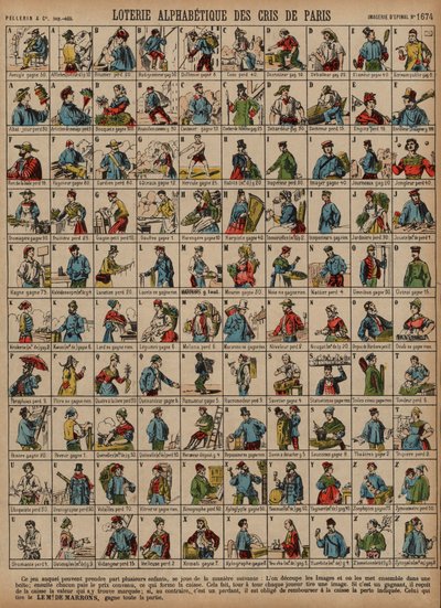 Alphabetische Lotterie der Pariser Rufe von French School