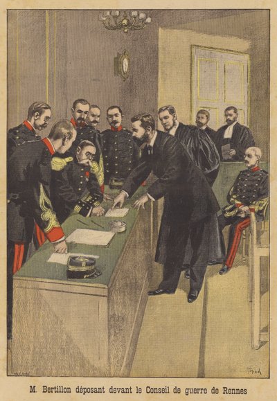 Alphonse Bertillon sagt vor dem zweiten Kriegsgericht von Alfred Dreyfus in Rennes aus von French School