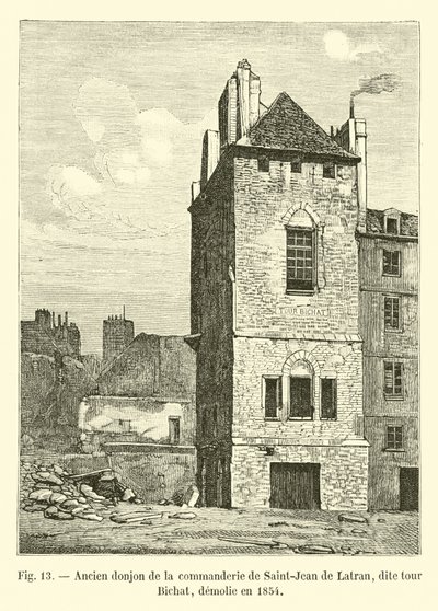 Alter Donjon der Kommende Saint-Jean de Latran, genannt Turm Bichat, abgerissen 1854 von French School