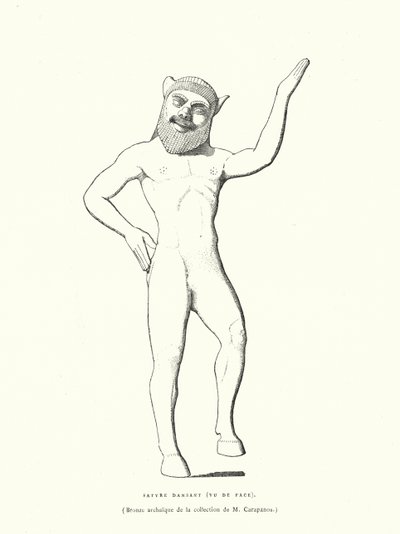 Antike griechische Bronzefigur eines tanzenden Satyrs (Gravur) von French School