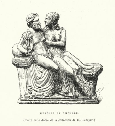 Antike griechische Terrakottaskulptur von Herkules und Omphale (Stich) von French School