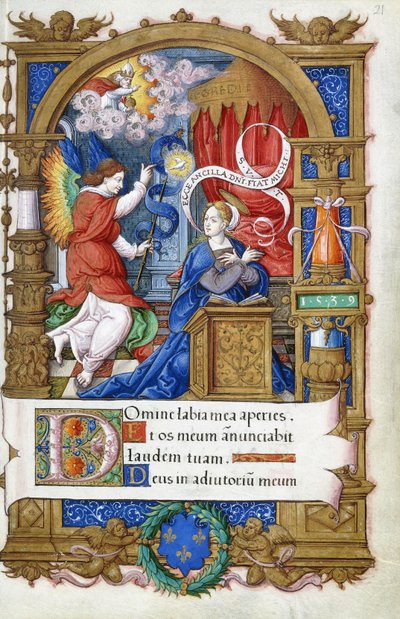 Verkündigung, aus einem Stundenbuch für Franz I., ca. 1532-1540 von French School
