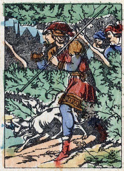 Anonyme Illustration für „Dornröschen“, Märchen von Charles Perrault (1628-1703), französischer Schriftsteller. Holzstich von Imaging Pellerin - Epinal, späte 19. Jahrhundert. von French School