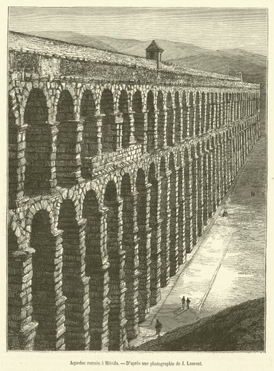 Römisches Aquädukt in Merida (Stich) von French School