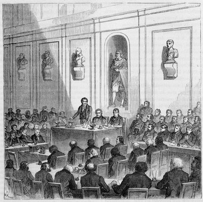 Arago verkündet die Entdeckung von Daguerre in der öffentlichen Sitzung der Akademie der Wissenschaften am 10. August von French School