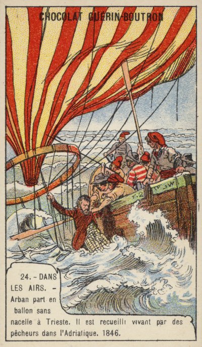 Arban wird von Fischern gerettet, nachdem sein Ballon in der Adria abgestürzt ist von French School
