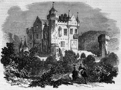 Architektur: Außenansicht von Abbotsford Castle, wo der Schriftsteller Walter Scott lebte von French School