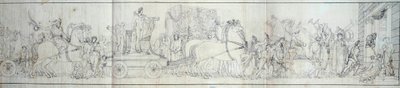 Ankunft in Paris von Objekten, die von der französischen Armee in Italien erobert wurden. Die Plünderung von Kunstwerken war das Ziel der Expeditionen von Dominique Vivant Denon unter dem Befehl von Konsul Napoleon Bonaparte für das Musée Napoleon (heute L von French School
