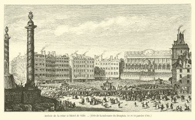Ankunft der Königin im Hotel de Ville, Feier zur Geburt des Dauphins, 21. und 23. Januar 1782 von French School
