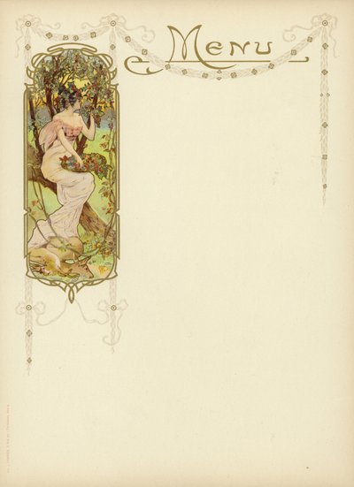 Jugendstil-Design für ein Menü von French School