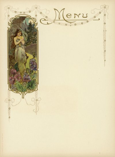 Jugendstil-Design für ein Menü von French School