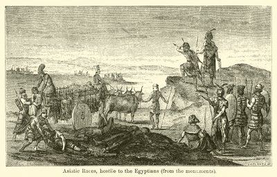 Asiatische Völker, feindlich gegenüber den Ägyptern, von den Denkmälern (Gravur) von French School