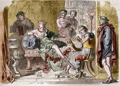 Aspasia von Milet, die griechische Kurtisane des 5. Jahrhunderts v. Chr. Gravur von French School