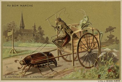 Au Bon Marché-Karten mit anthropomorphen Insekten von French School
