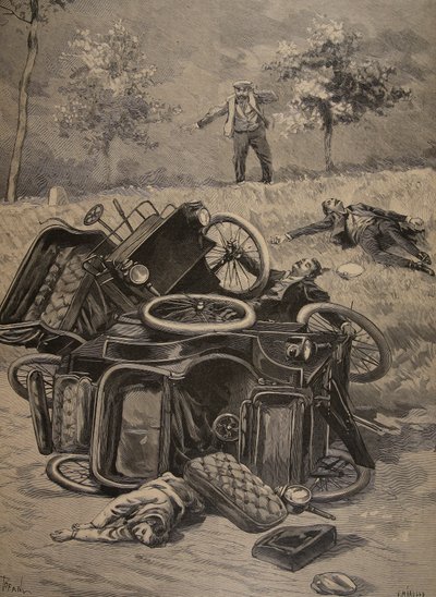Autounfall, Illustration aus Le Petit Journal: Supplement illustre, 1898 von French School