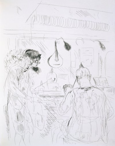 Hinter den Kulissen bei einem Pariser Bal de Nuit oder Zirkus, aus Paris Skizzen: Radierungen von Forain und Raffaelli, 1880 von French School