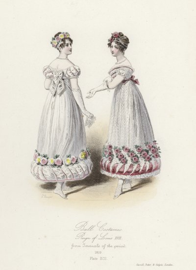 Ballkostüme, Regierungszeit von Ludwig XVIII. von French School