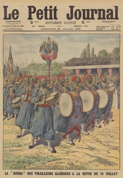 Kapelle der algerischen Tirailleurs marschiert in der Militärparade zum Bastille-Tag in Paris von French School