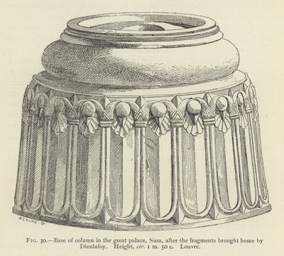 Basis einer Säule im großen Palast, Susa, nach den von Dieulafoy mitgebrachten Fragmenten, Höhe ca. 1,50 m, Louvre von French School