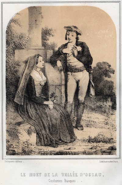 Baskische Kostüme - Der Stumme aus dem Tal von Ossau - Gravur in "Die Abende meines Onkels Erinnerungen und Reiseberichte" von MORING MICHEL - Ende des 19. Jahrhunderts von French School