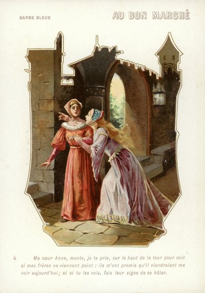 Blaubart, zwei Damen schauen von French School