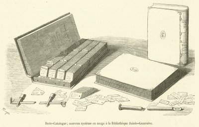 Katalogbox, neues System in Gebrauch in der Bibliothek Sainte-Geneviève von French School