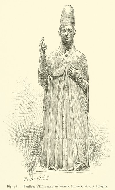 Bonifatius VIII., Bronzestatue, Museo Civico, in Bologna von French School