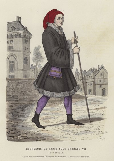 Bürgerlicher Pariser Mann aus der Zeit von Karl VII., 15. Jahrhundert von French School