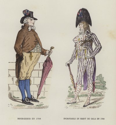 Bürger und ein Dandy in Festtagskleidung, 1788 von French School