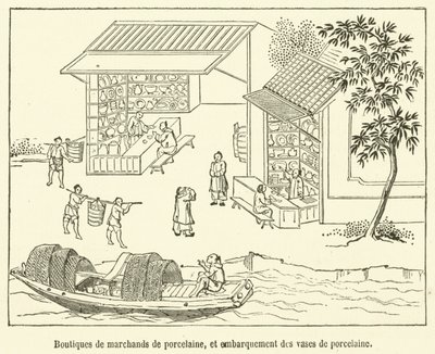 Porzellanläden und Verladung der Porzellanvasen von French School