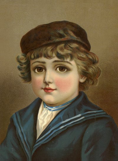 Junge mit großen braunen Augen im Matrosenanzug von French School