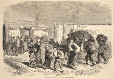 Gemüse aus den Vororten hereinbringen, Illustration aus Cassells Geschichte des Krieges zwischen Frankreich und Deutschland, 1870-1871 von French School