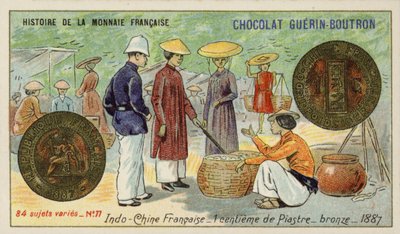 Bronzener 1-Centimes von einer Piastre, Französisch-Indochina von French School
