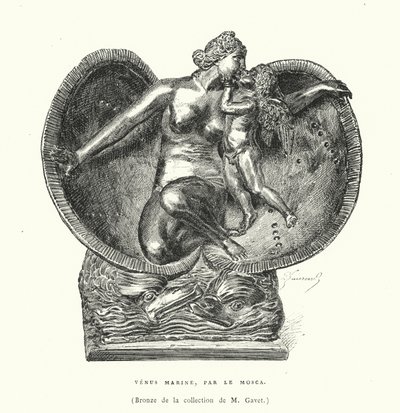 Bronze, die die Geburt der Venus darstellt, von Le Mosca (Stich) von French School