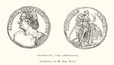 Bronzemedaille des italienischen Renaissance-Architekten Donato Bramante von Caradosso, um 1506 von French School